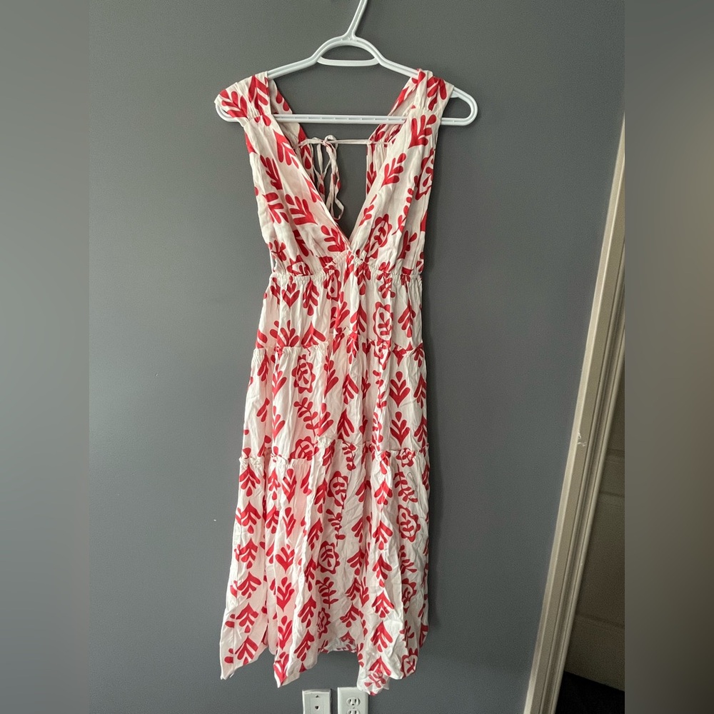 Salty lemon Red and White Sleeveless Maxi Dress